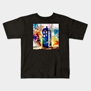 Watercolor Tardis Kids T-Shirt